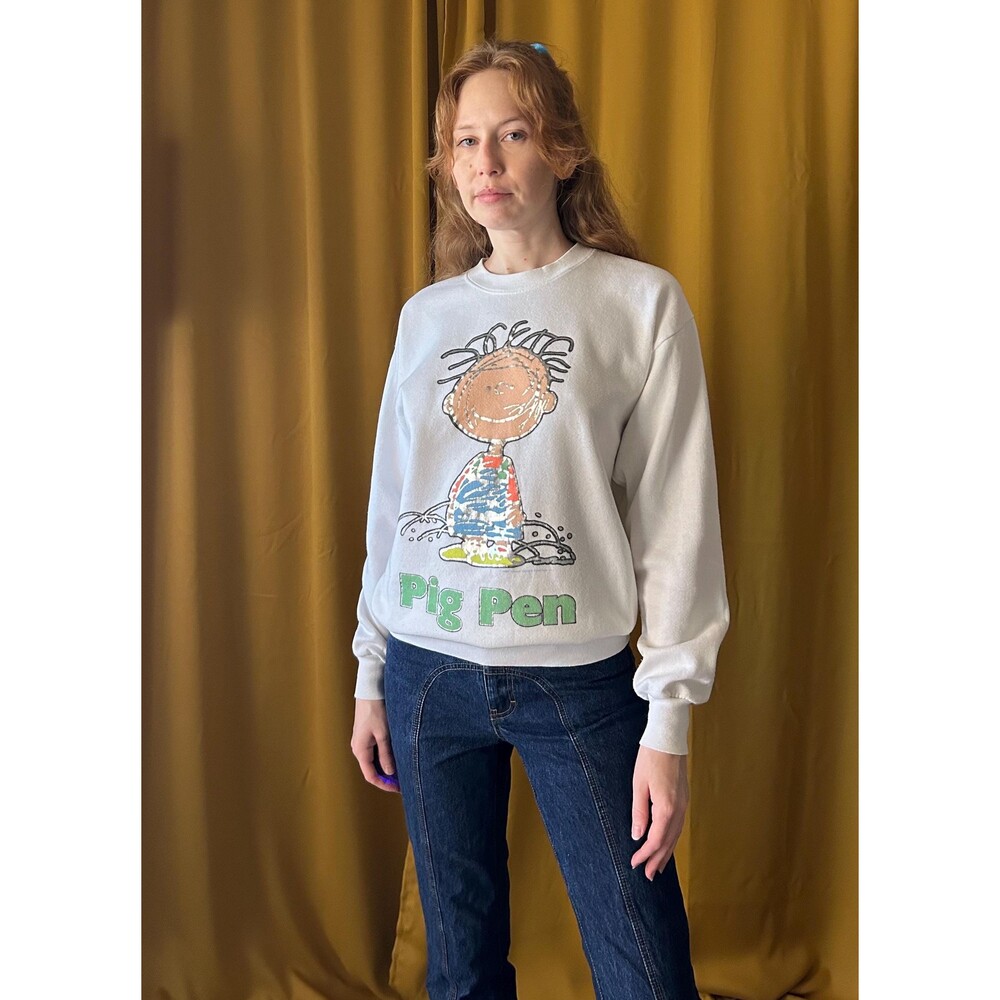 Vintage 1980s Screen Print PIG PEN Crew Neck Pullover Sweatshirt, Unisex Medium